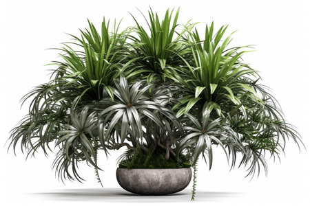 Interior design concept - single plant isolated on pure white background. Illustration. Generative AIの素材
