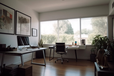 Interior design - modern and minimalist home office. Illustration. Created with generative AIの素材