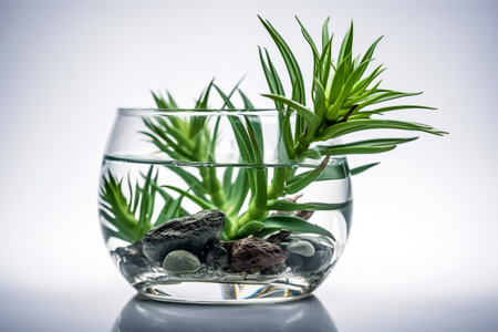 Interior design concept - single plant isolated on pure white background. Illustration. Generative AIの素材