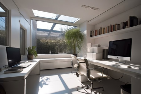 Interior design - modern and minimalist home office. Illustration. Created with generative AIの素材