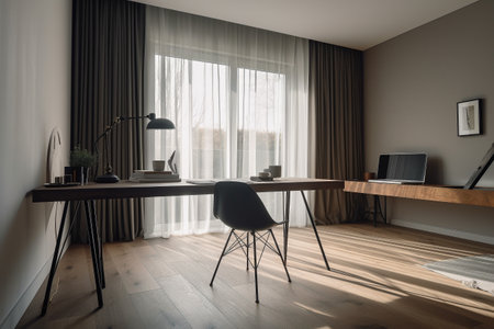 Interior design - modern and minimalist home office. Illustration. Created with generative AIの素材