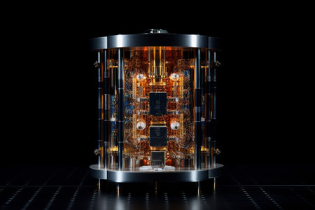Quantum computer, qubits changing state, achieving quantum supremacy. Conceptual illustration. Generative AIの素材