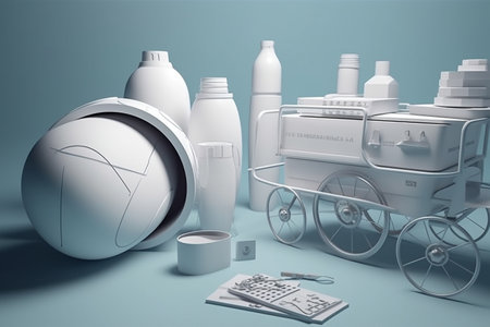 Health industry conceptual illustration, clean business design template. Created using generative AIの素材