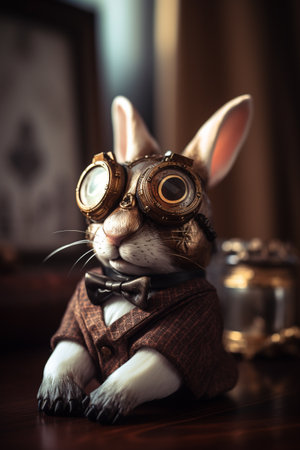 Steampunk style Easter Bunny. Illustration. Generative AIの素材