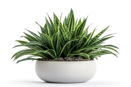 Interior design concept - single plant isolated on pure white background. Illustration. Generative AIの素材