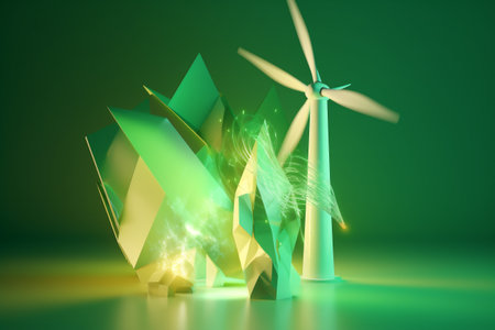 Clean and sustainable energy, conceptual illustration created using generative AIの素材