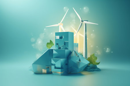 Clean and sustainable energy, conceptual illustration created using generative AIの素材