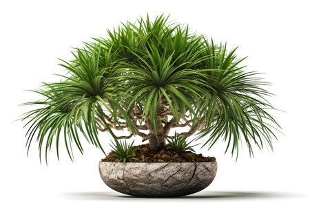 Interior design concept - single plant isolated on pure white background. Illustration. Generative AIの素材