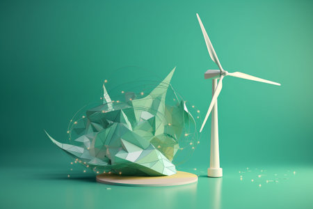 Clean and sustainable energy, conceptual illustration created using generative AIの素材