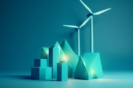 Clean and sustainable energy, conceptual illustration created using generative AIの素材