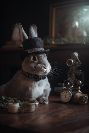 Steampunk style Easter Bunny. Illustration. Generative AIの素材