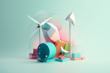 Clean and sustainable energy, conceptual illustration created using generative AIの素材