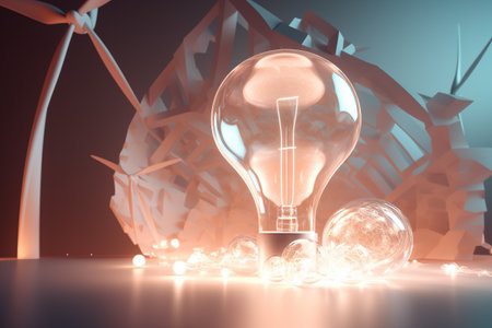 Clean and sustainable energy, conceptual illustration created using generative AIの素材