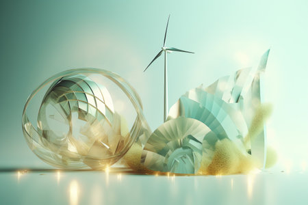 Clean and sustainable energy, conceptual illustration created using generative AIの素材