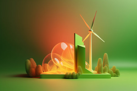 Clean and sustainable energy, conceptual illustration created using generative AIの素材