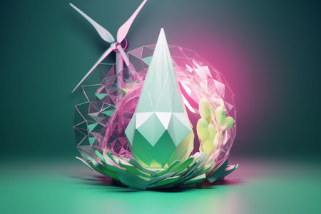 Clean and sustainable energy, conceptual illustration created using generative AIの素材