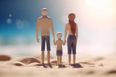 3d illustration of a family going to the beach. Generative AIの素材