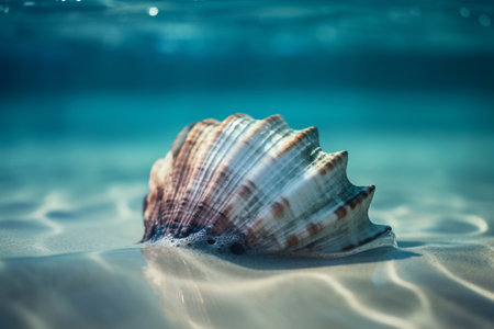 A beautiful seashell on a beach. Generative AIの素材