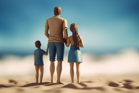 3d illustration of a family going to the beach. Generative AIの素材