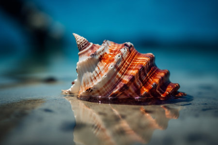 A beautiful seashell on a beach. Generative AIの素材