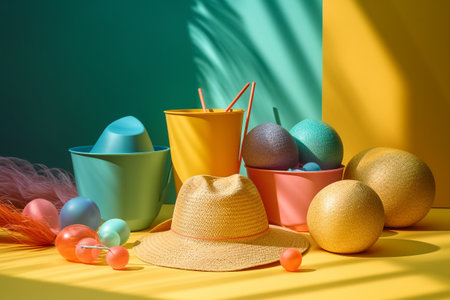 Abstract conceptual illustration of summer mood. Created with generative AIの素材