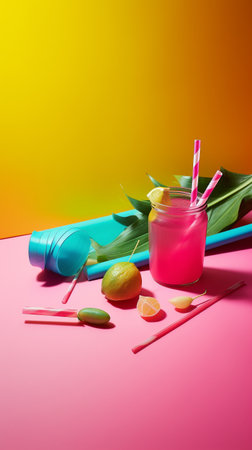 Abstract conceptual illustration of summer mood. Created with generative AIの素材