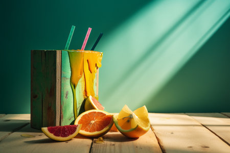 Abstract conceptual illustration of summer mood. Created with generative AIの素材