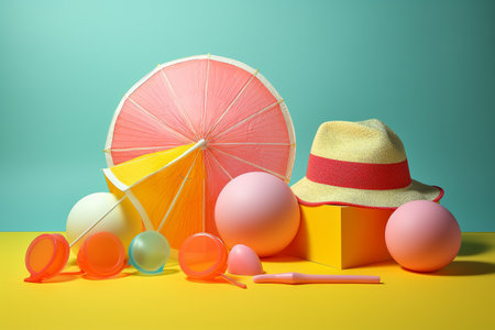 Abstract conceptual illustration of summer mood. Created with generative AIの素材