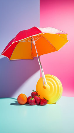 Abstract conceptual illustration of summer mood. Created with generative AIの素材