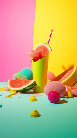 Abstract conceptual illustration of summer mood. Created with generative AIの素材