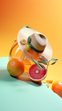 Abstract conceptual illustration of summer mood. Created with generative AIの素材