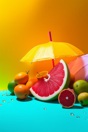 Abstract conceptual illustration of summer mood. Created with generative AIの素材