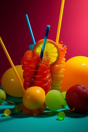 Abstract conceptual illustration of summer mood. Created with generative AIの素材