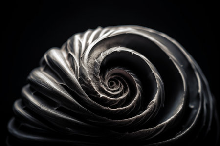 Abstract conceptual illustration of a shell in black and white high contrast. Created with generative AIの素材