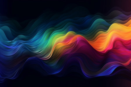 Colorful abstract wavy background with gradient. Created with generative AIの素材