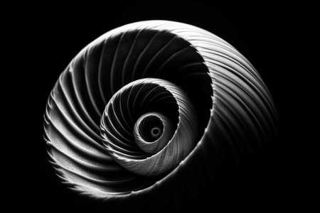 Abstract conceptual illustration of a shell in black and white high contrast. Created with generative AIの素材