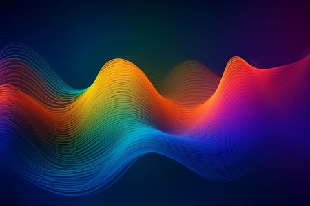 Colorful abstract wavy background with gradient. Created with generative AIの素材