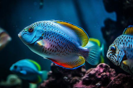 Colorful exotic fish in a tank. Created with generative AIの素材