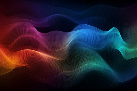 Colorful abstract wavy background with gradient. Created with generative AIの素材