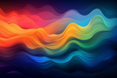 Colorful abstract wavy background with gradient. Created with generative AIの素材