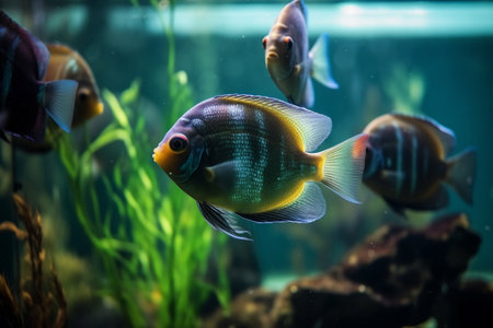 Colorful exotic fish in a tank. Created with generative AIの素材