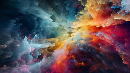 Abstract colorful illustration of a nebula. Created with generative AIの素材