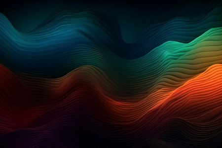 Colorful abstract wavy background with gradient. Created with generative AIの素材