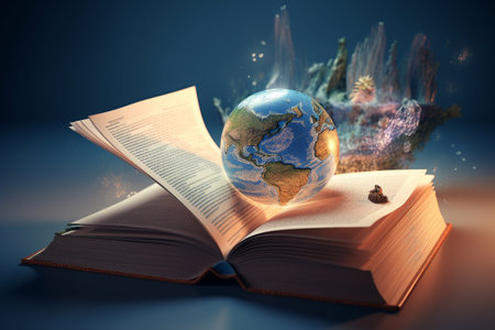 Conceptual illustration - reading opens new worlds. Created with generative AIの素材