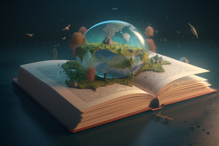 Conceptual illustration - reading opens new worlds. Created with generative AIの素材