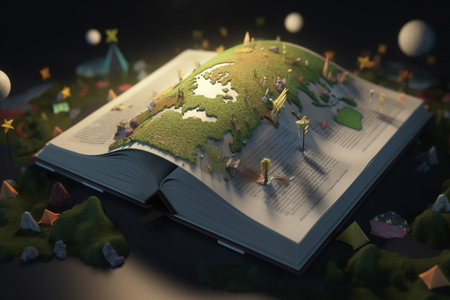 Conceptual illustration - reading opens new worlds. Created with generative AIの素材