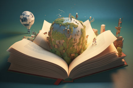 Conceptual illustration - reading opens new worlds. Created with generative AIの素材