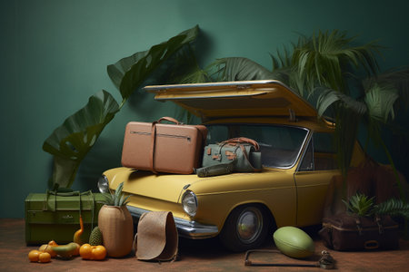 Conceptual illustration of a summer mood and travelling concept. Created with generative AIの素材