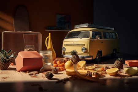 Conceptual illustration of a summer mood and travelling concept. Created with generative AIの素材