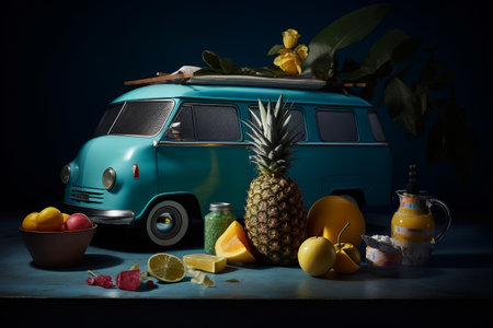 Conceptual illustration of a summer mood and travelling concept. Created with generative AIの素材